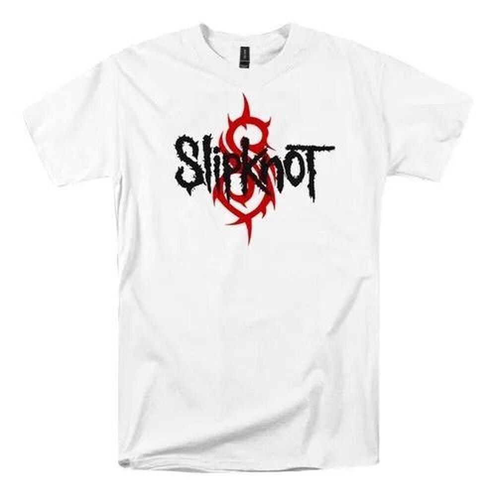 White Slipknot Band T-Shirt With Red